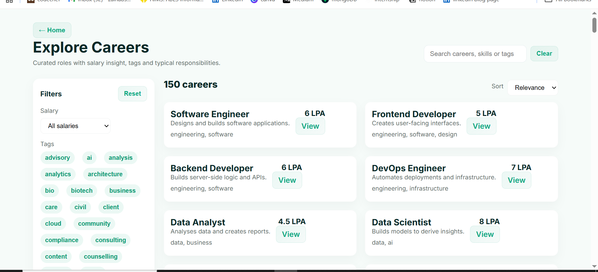 CareerIQ feature screenshot