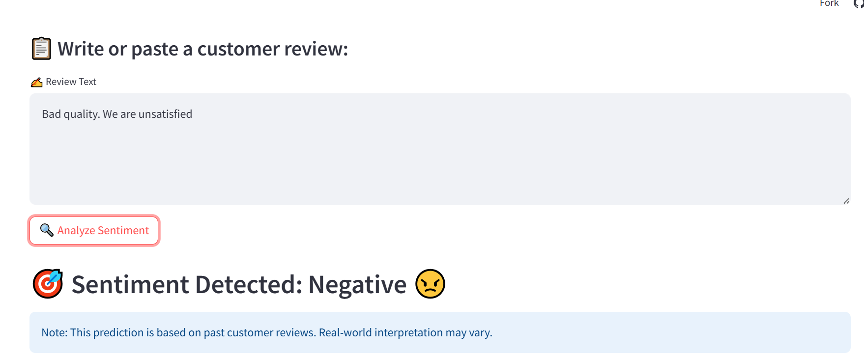Sentiment Analysis feature screenshot