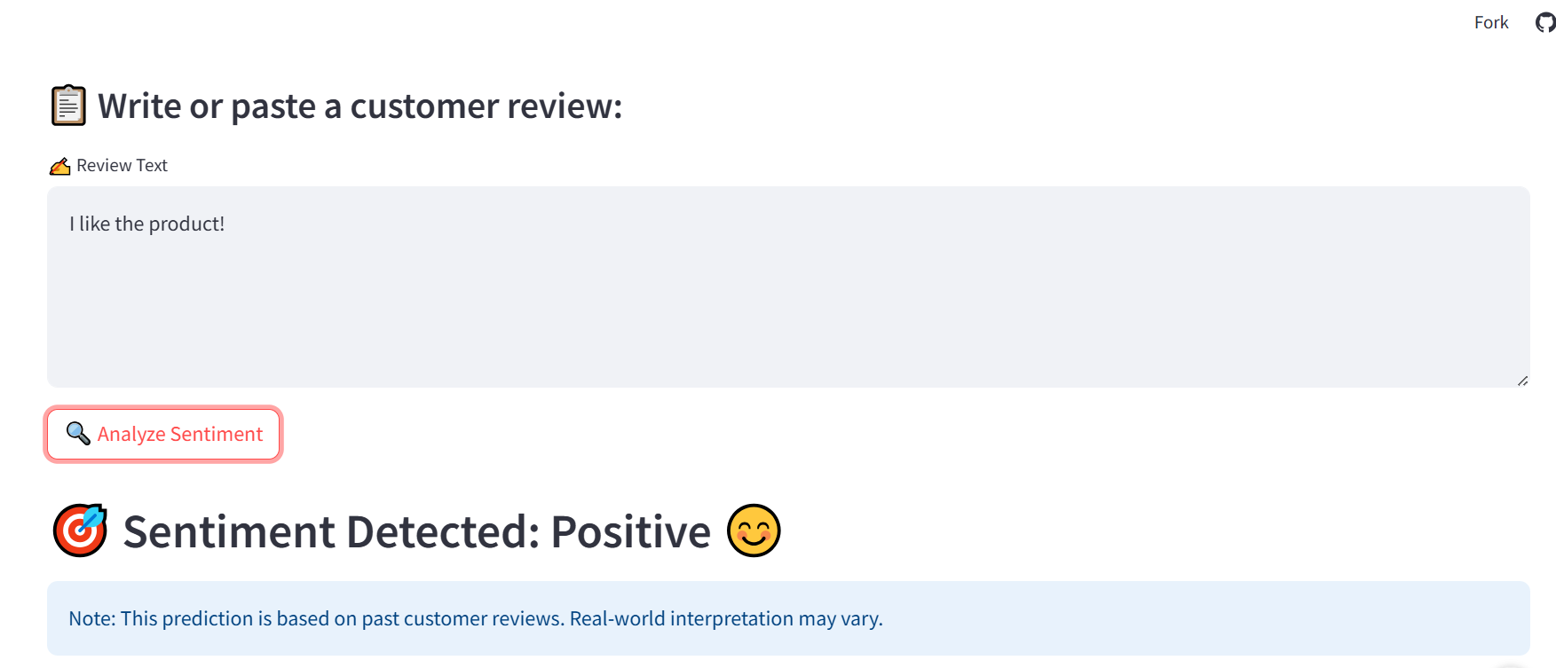 Sentiment Analysis tool interface