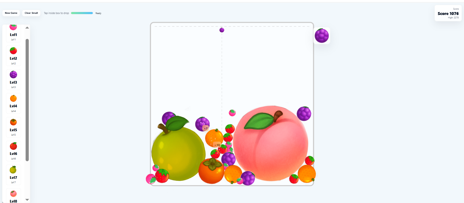 Suika Lite gameplay screenshot